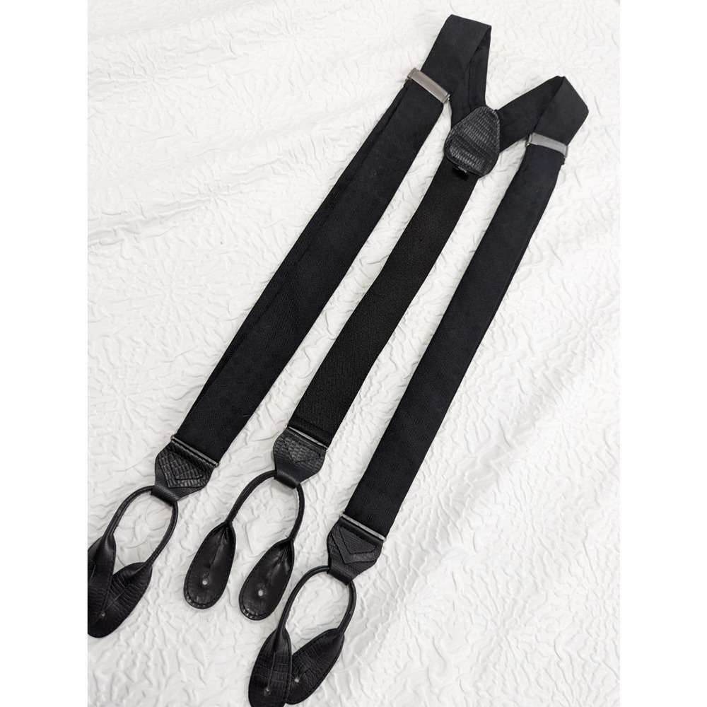 NWOT! 100% FINE SILK BRACES! SUSPENDERS, FAUX LEATHER TRIM, ADJUSTABLE!